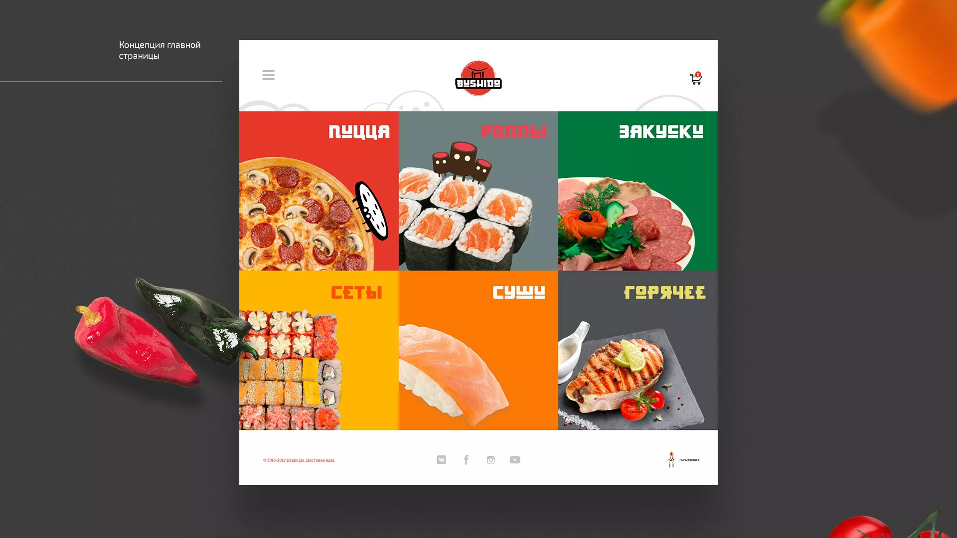 Разработка сайта для пиццерии «BUSHIDO» в Егорьевске